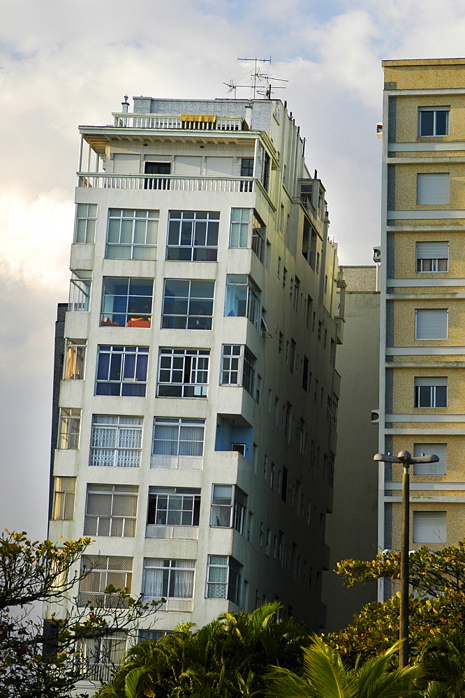 Crooked buildings in Santos, Brazil