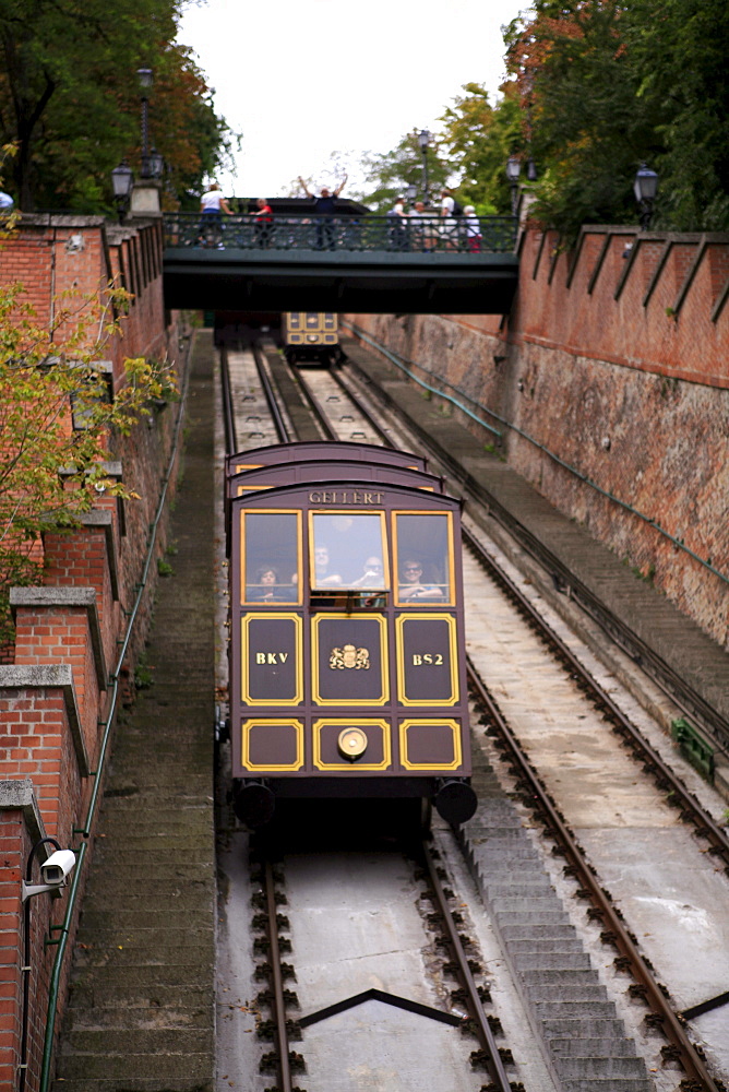 Funicular railway at Castle Hill on the Buda side of the Danube in Budapest, Hungary.