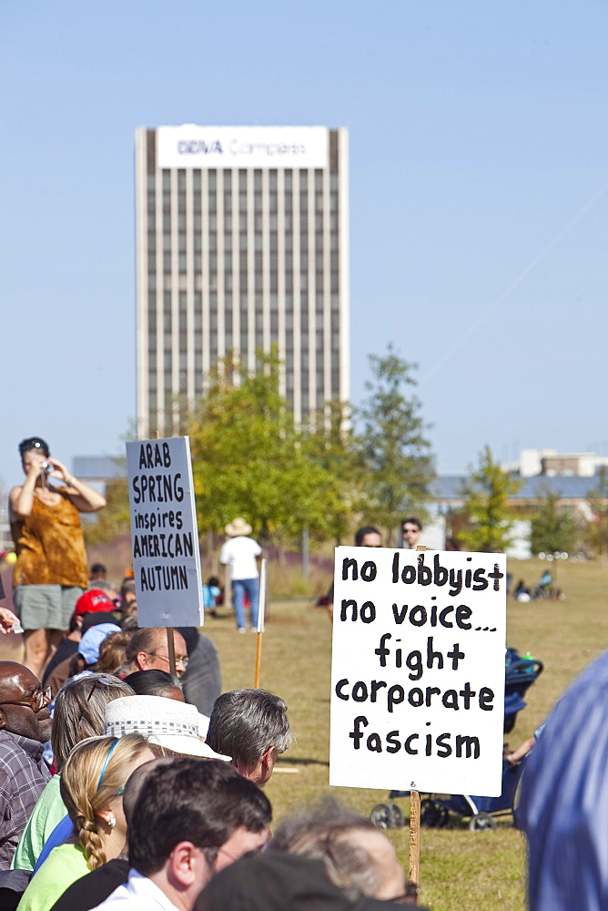 Protesters gather to march through the streets of downtown Birmingham, Alabama.