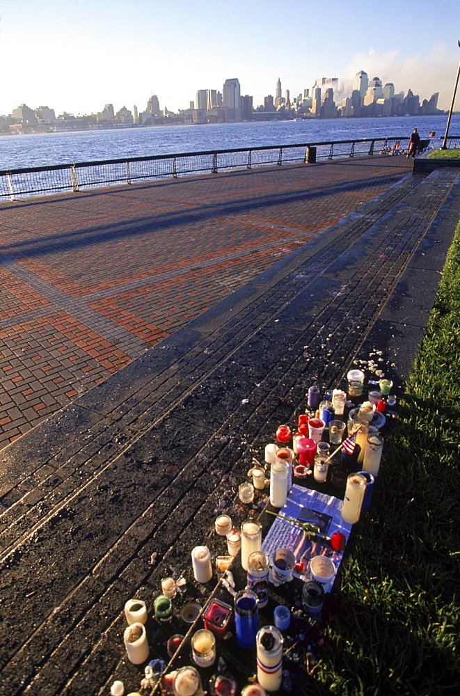 remains of a candlelight vigil