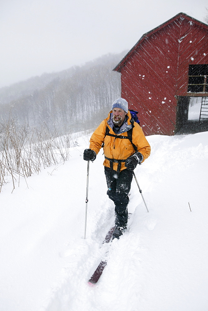 Jack Igelman explores on his telemark skis some of the winter backcountry in the high country north of Asheville, NC