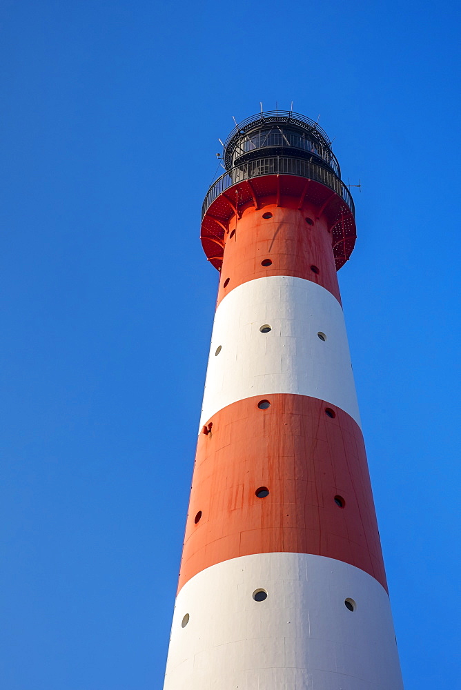 Tower of Westerhever Lighthouse built in 1906, Westerhever, Nordfriesland, Schleswig-Holstein, Germany