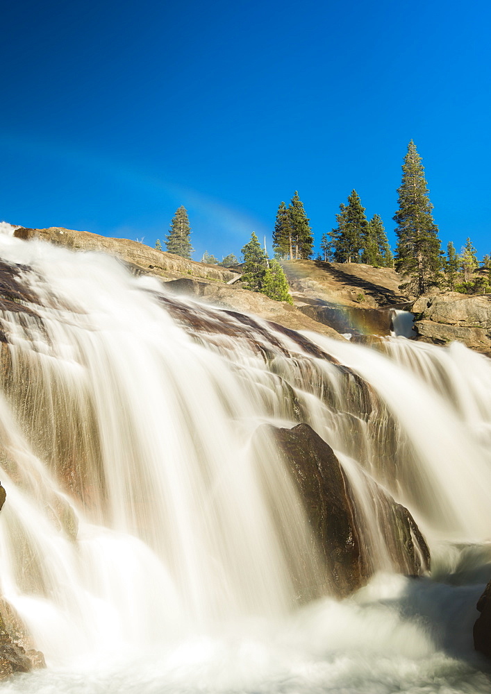 Rainbow at top of Waterwheel Falls on the Tuolumne River, Grand Canyon of the Tuolumne, Yosemite National Park