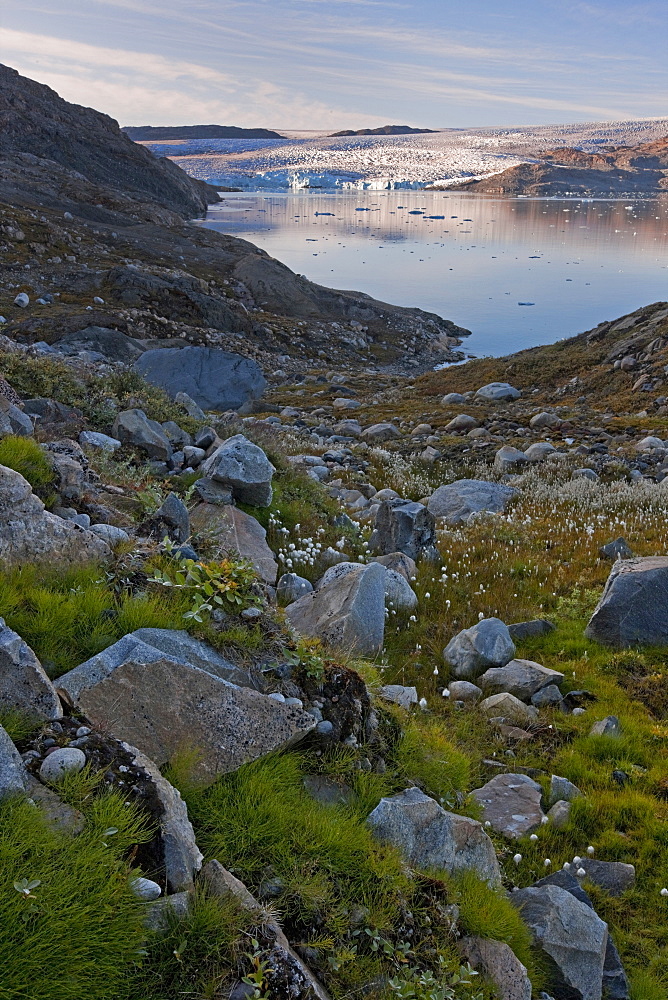 Retreating glacier from the Icecap near Qalerallit Imaa, Greenland