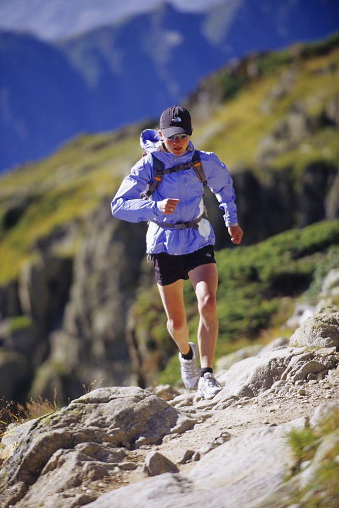 Elizabeth Hawker running at the Brevent, France, France