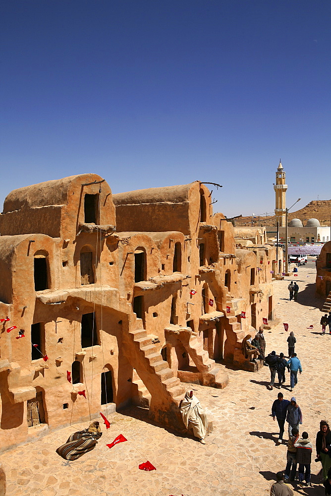 Tunisia, Ksar Ouled Soltane, former fortress and its 400 Ghorfas