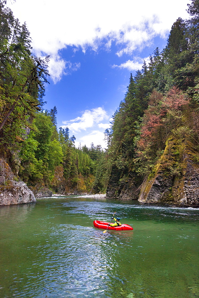 Adam Palmer Packrafting The Chehalis River In British Columbia, Canada