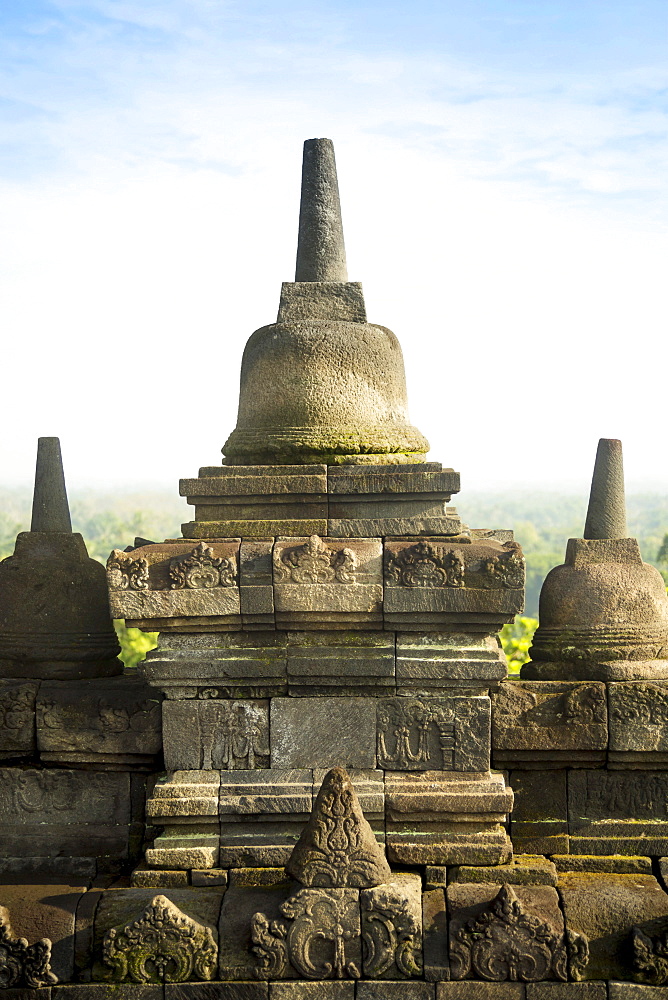 Stupas On Borobudur Temple In Yogyakarta, Java Island, Indonesia