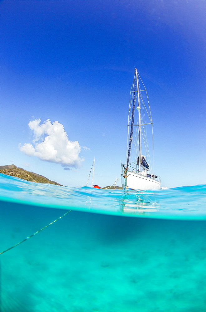 View Of A Sailboat Sailing In Ocean