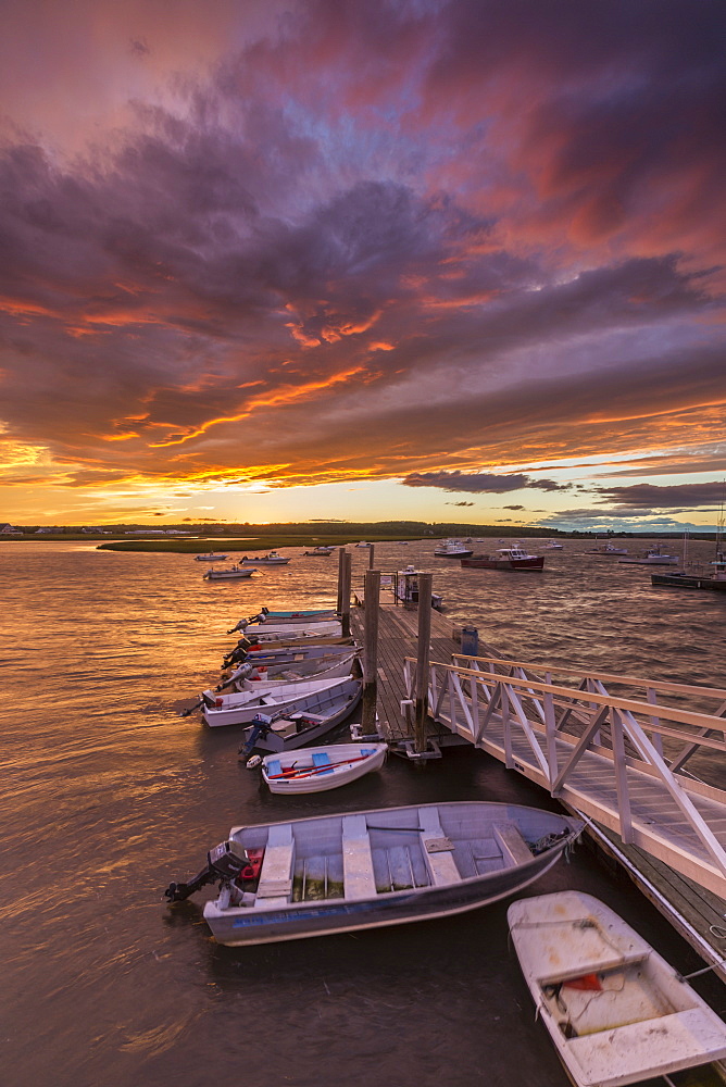 The Wharf At Pine Point In Scarborough, Maine At Sunset