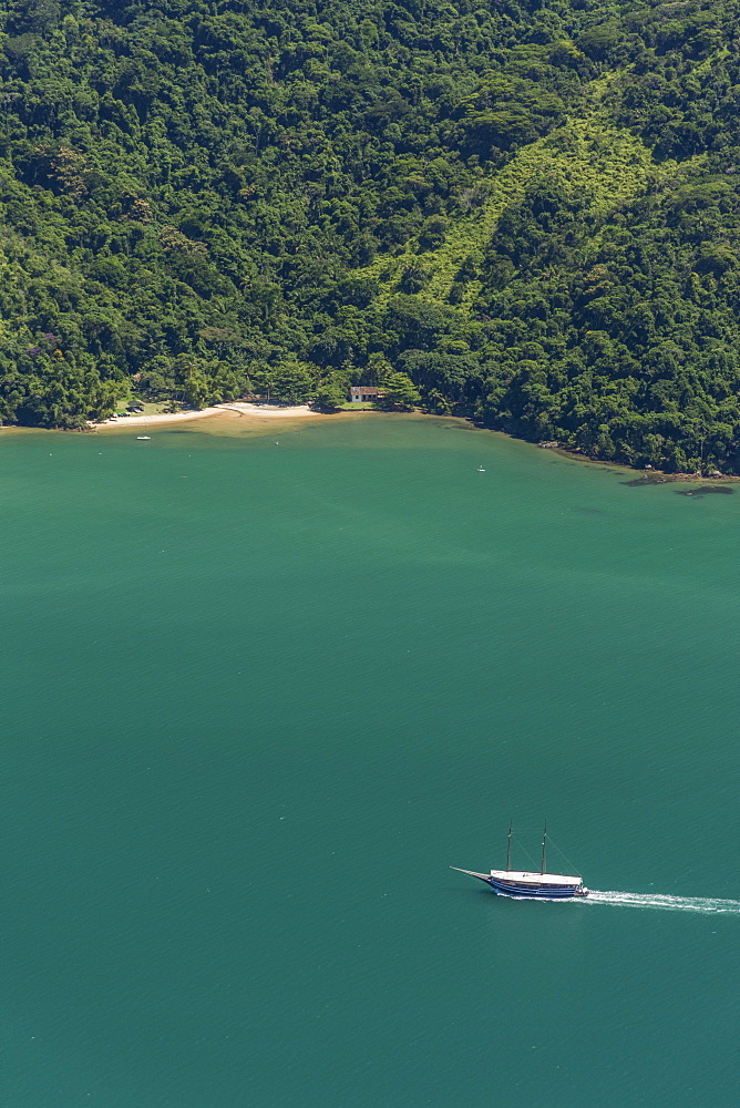 Scenic view of sea from Mamangua Peak, Saco do Mamangua, Paraty, Costa Verde, Brazil