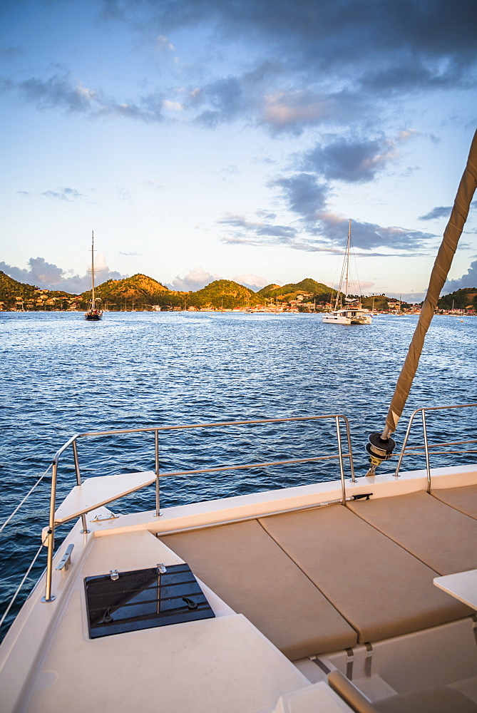 Scenic view from catamaran sailing in Bourg de Saintes, Isles des Saintes, Guadeloupe