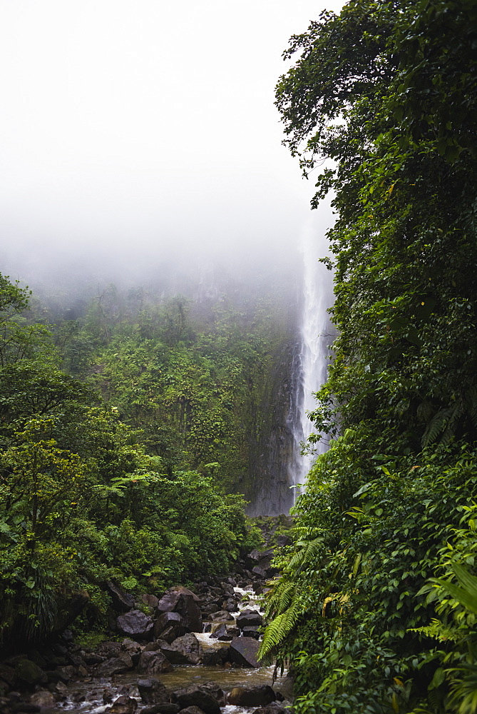 Scenic view of Chute du Carbet waterfall, Basse Terre, Guadeloupe