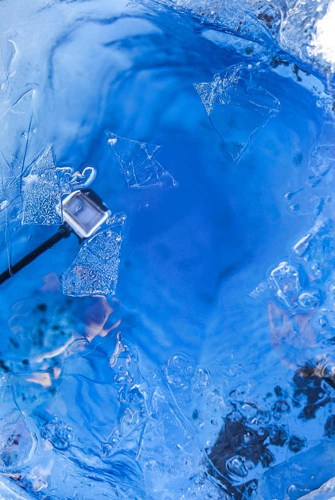 Detailed view of hole in glacier, Narsaq, Greenland