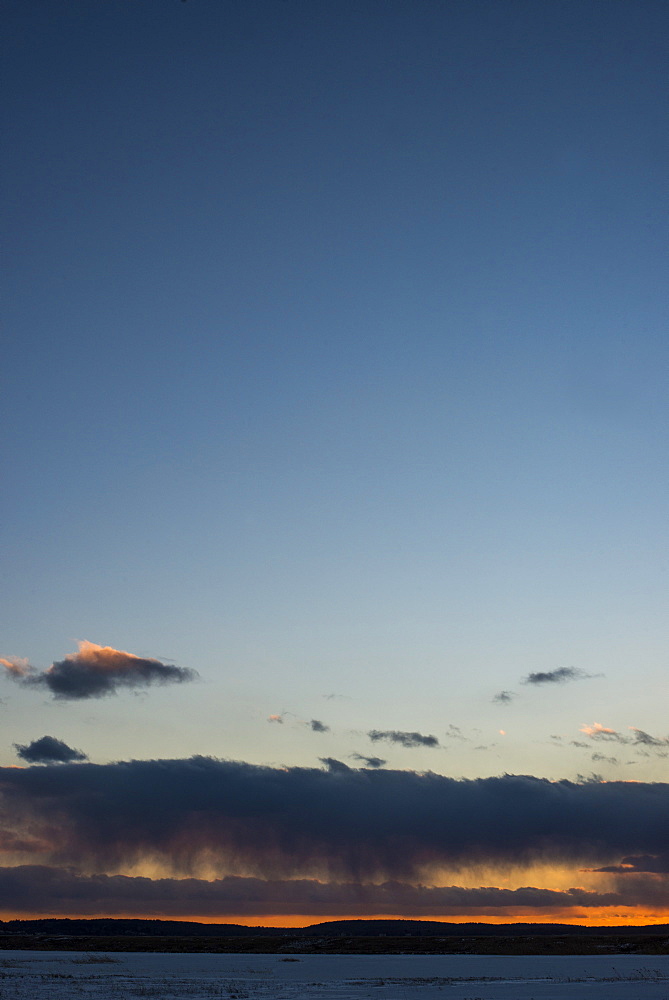 Scenic view of sky at sunset over Parker River, Parker River Wildlife Refuge, Newburyport, Massachusetts, USA