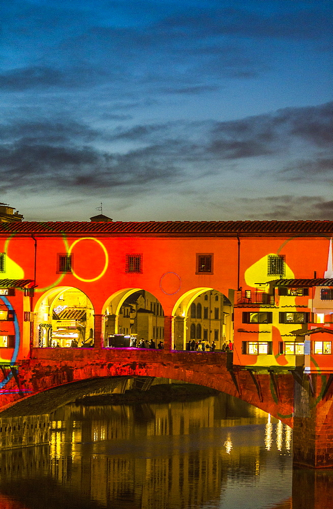 Ponte Vecchio is a medieval stone closed-spandrel segmental arch bridge over the Arno River, in Florence, Italy, noted for still having shops built along it, as was once common. Butchers initially occupied the shops the present tenants are jewelers, art dealers and souvenir sellers.