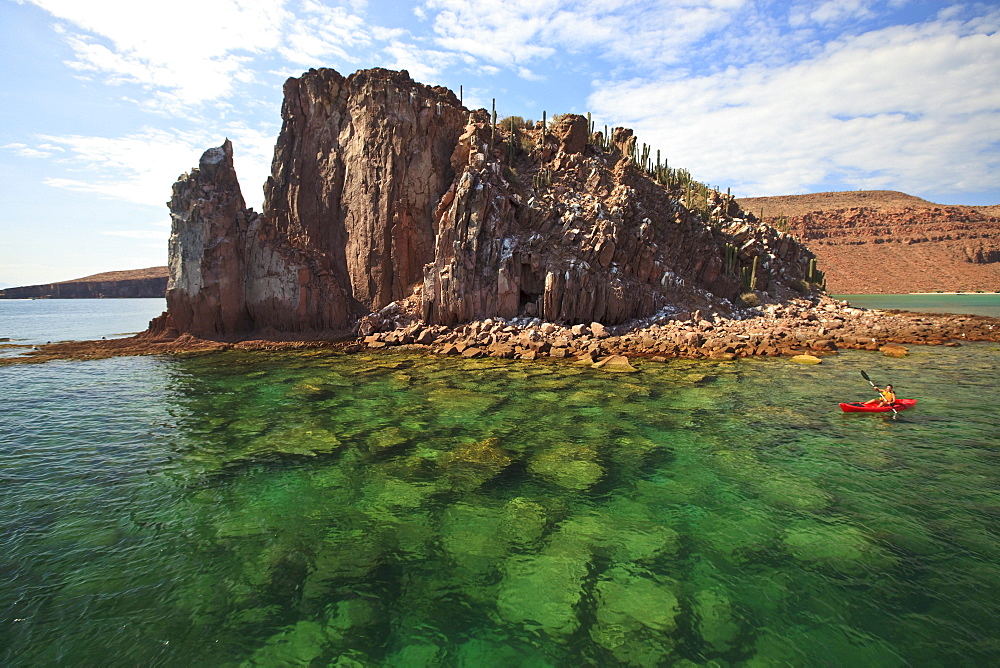 A Tourist In A Boat Off The Coast Of Espiritu Santo Island; La Paz Baja California Mexico