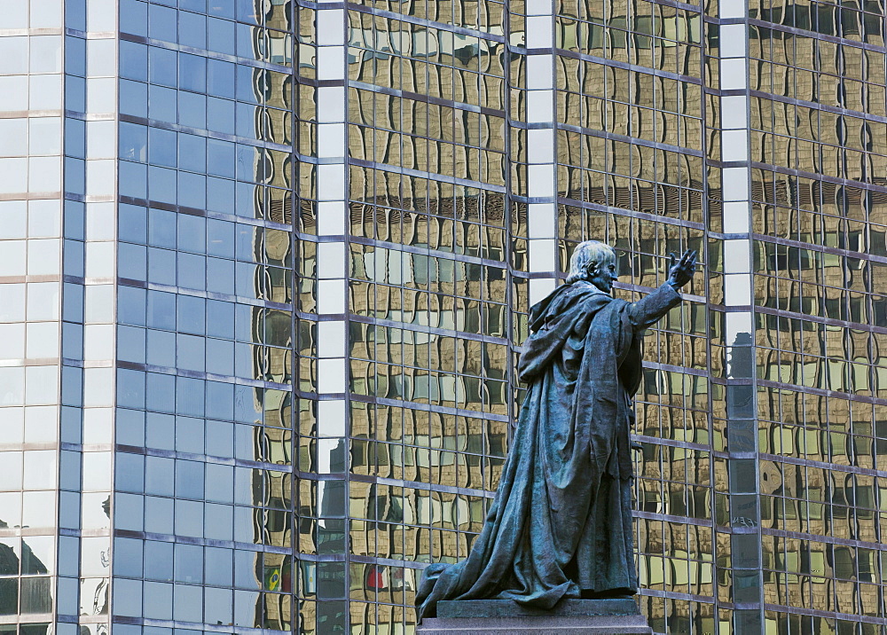 Charity Statue And The Laurentian Building; Montreal Quebec Canada