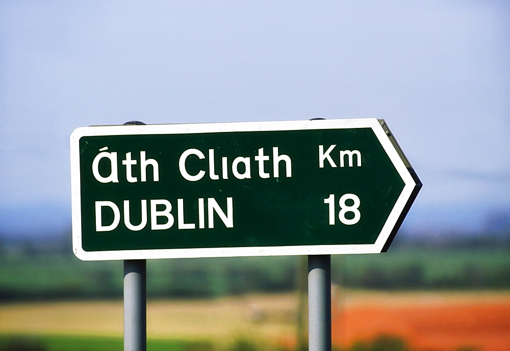 Ireland, Road Sign To Dublin