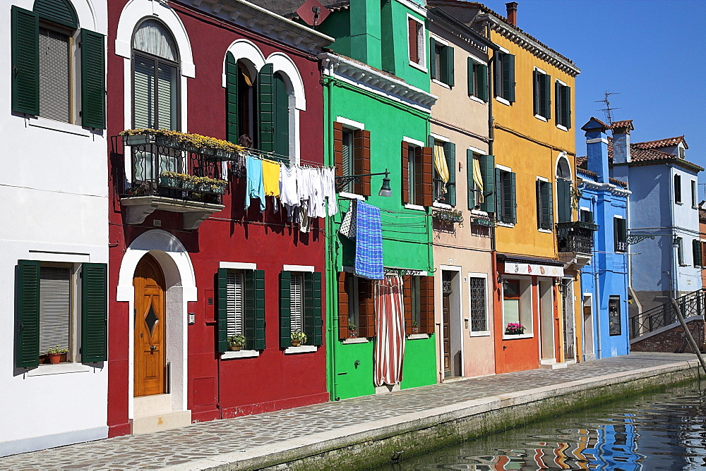 Brightly Painted Houses With Hanging Laundry, Burano, Italy