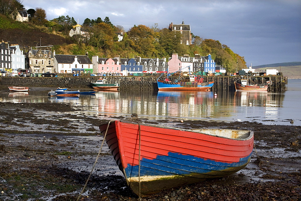 Boat On Shore In Tobermory, Isle Of Mull, Scotland