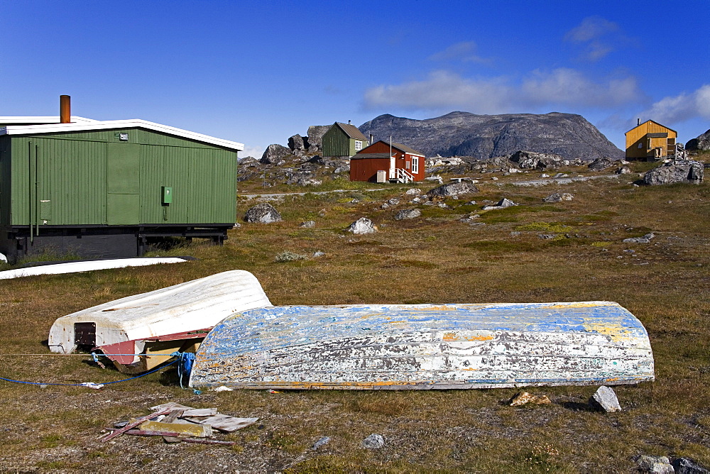 Houses And Boats In Nanortalik, Island Of Qoornoq, Province Of Kitaa, Southern Greenland