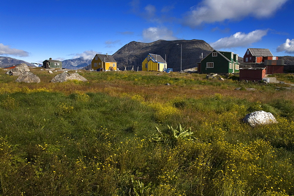 Colorful Houses, Port Of Nanortalik, Island Of Qoornoq, Province Of Kitaa, Southern Greenland, Kingdom Of Denmark