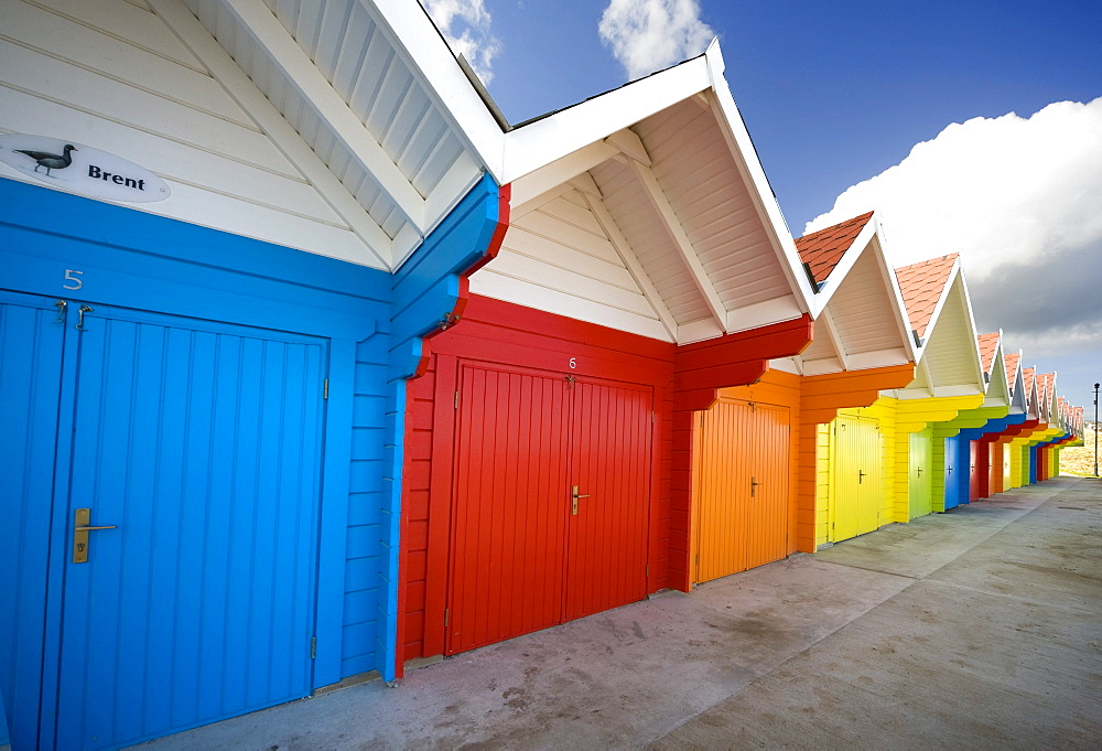 Colorful Beach Huts, Scarborough, England, Europe