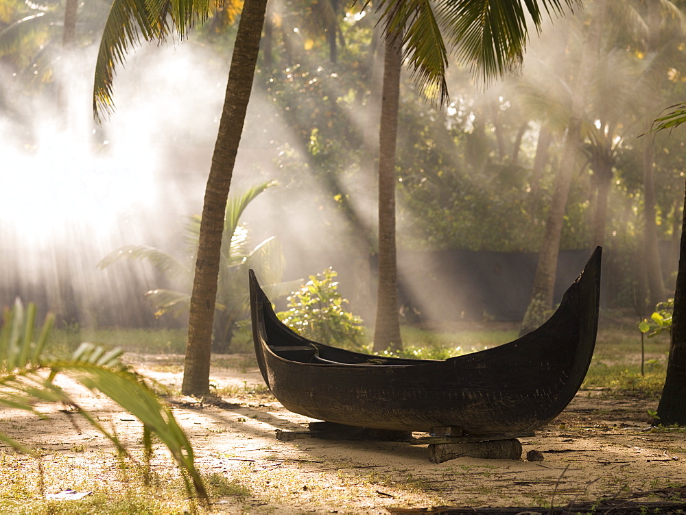 Sunlight Shining On A Canoe