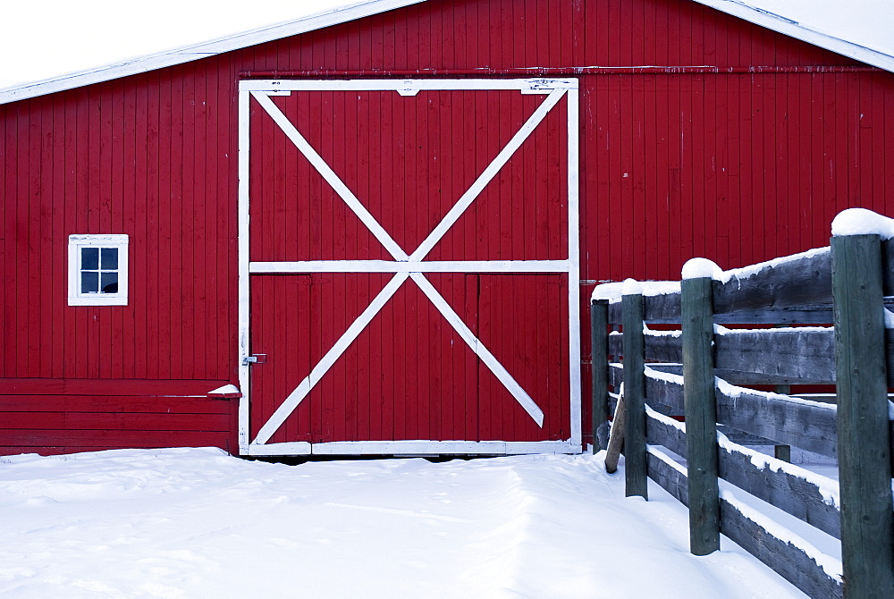 Red Barn With Snow