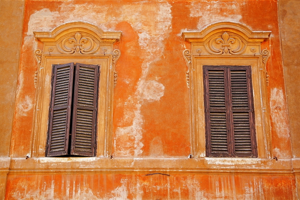 Rome, Italy, Two Windows With Shutters