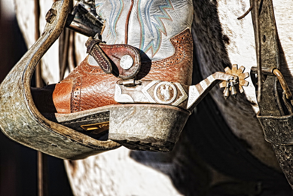 Cowboy Boot Heel And Spur In Saddle Stirrup