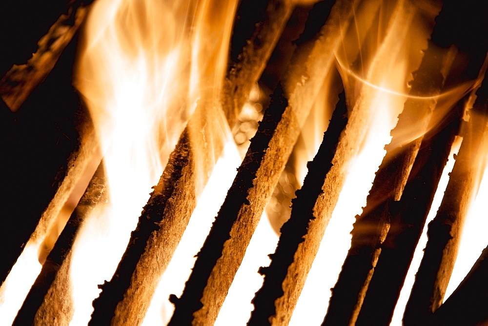 Flames Coming Up Between The Grill, Edmonton, Alberta, Canada