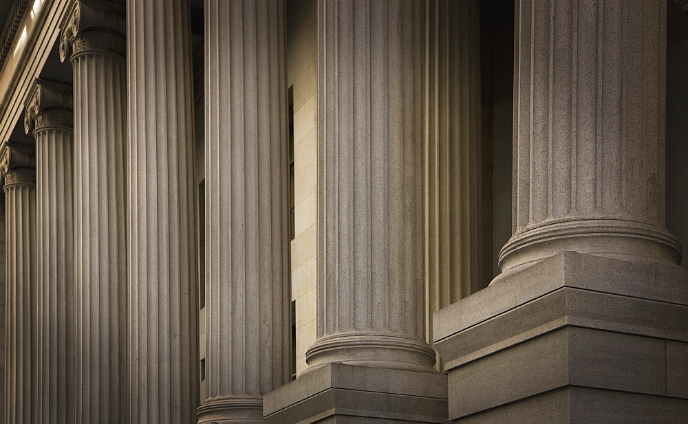 New York City, New York, United States Of America, Stone Pillars On A Building