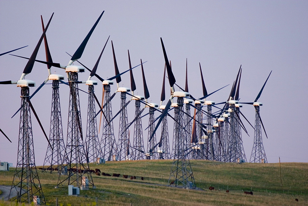 Windmills Used To Generate Electrical Power At Cowley Ridge In Southern Alberta, Canada