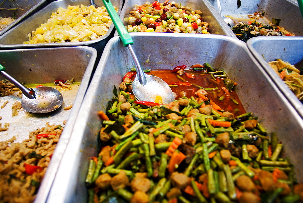 Thailand, Bangkok, Close-Up Of Unusual Delicacies Found At Street Vendor Food Stalls.