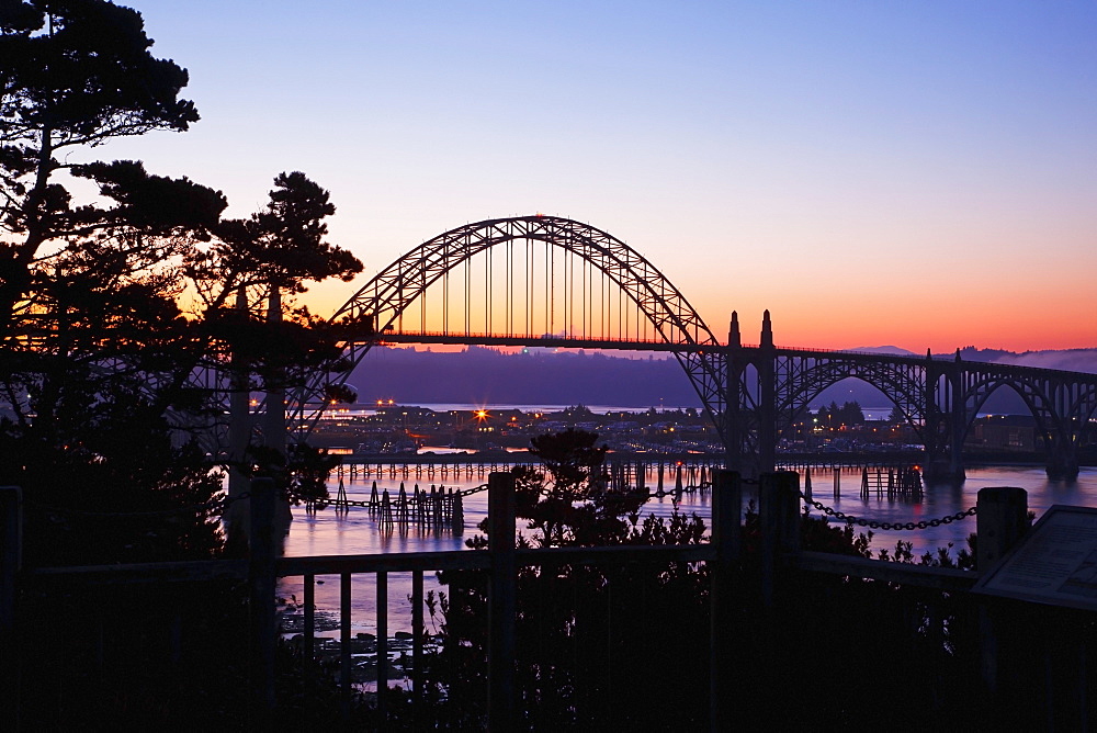 Sunrise Over Newport Bridge, Newport, Oregon, United States of America