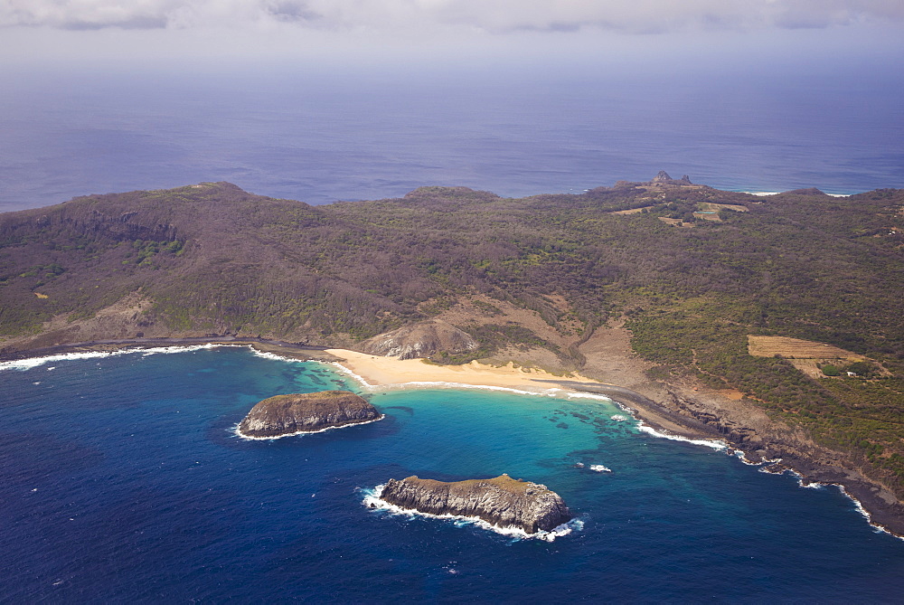 Aerial View Of The Coastline, Praia Do Leao Fernando De Noronha Pernambuco Brazil