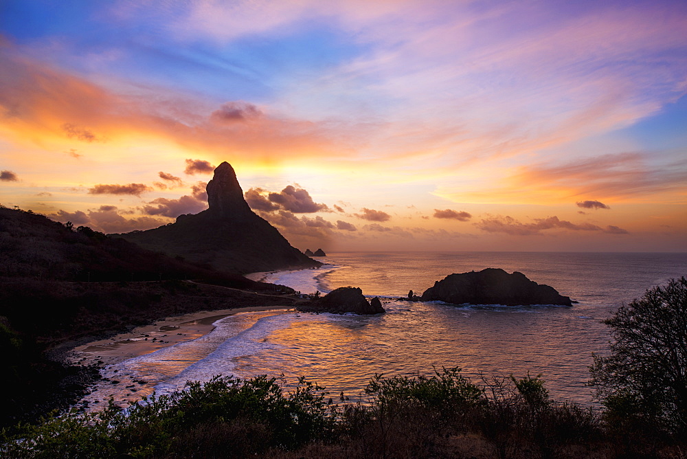 Views of morro do pico at sunset from forte dos remedios, Fernando de noronha pernambuco brazil