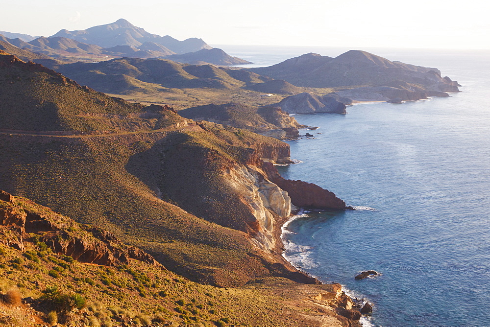 Looking East Along The Unspoiled Coastline Of Cabo De Gata-Nijar Natural Park, Almeria Province, Spain