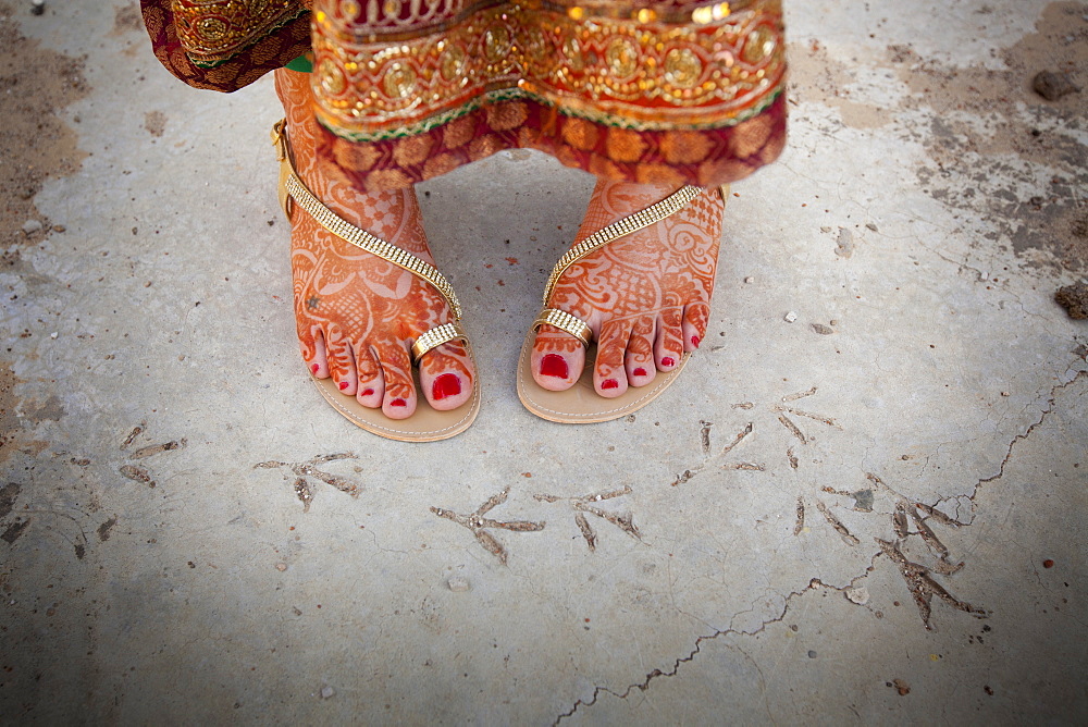 Bare Feet Decorated In Mehndi, Ludhiana, Punjab, India