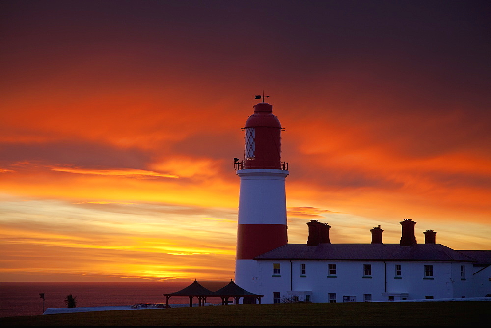 A Lighthouse At Sunset, Whitburn, Tyne And Wear, England