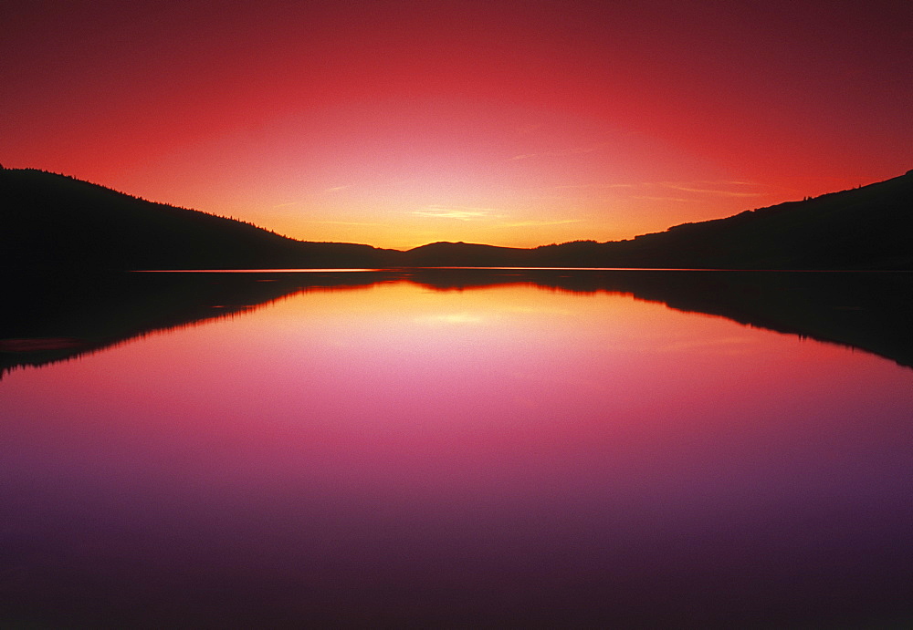 Reesor Lake At Sunset, Cypress Hills Interprovincial Park, Alberta, Canada