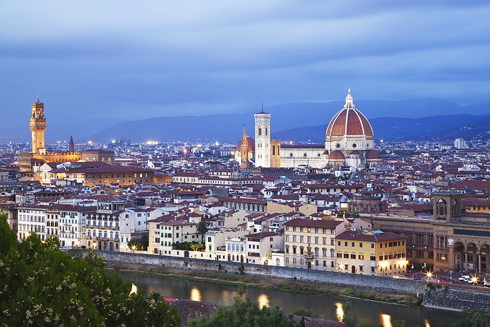 Cityscape Of Florence And Basilica Of Saint Mary Of The Flower Under A Cloudy Sky, Florence, Tuscany, Italy