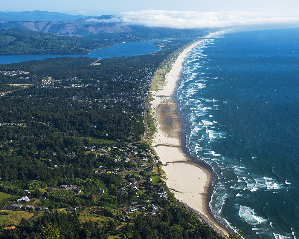 Nehalem Bay And Manzanita Are Viewed From Neahkahnie Mountain, Manzanita, Oregon, United States Of America