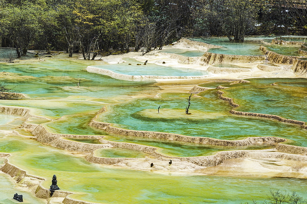 Colourful Pools Formed By Calcite Deposits, Huanglong, Sichuan Province, China