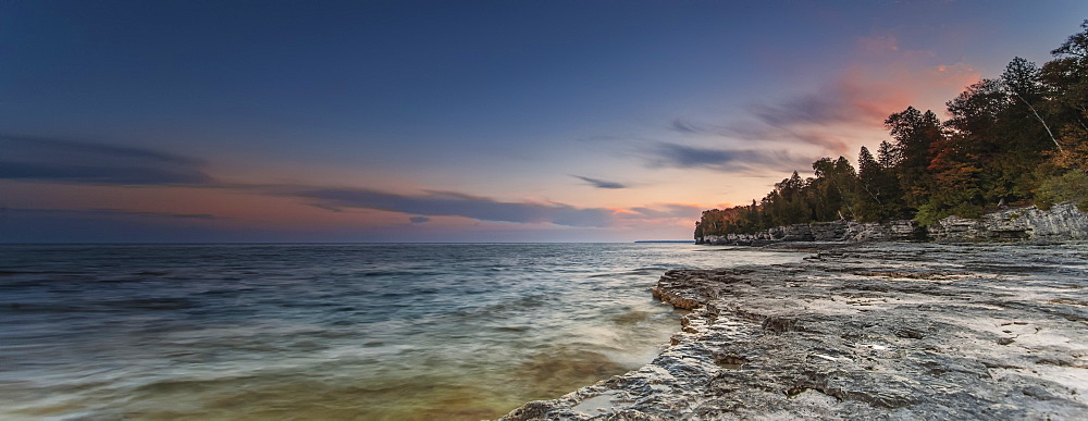 Sunrise At Cave Point In Sturgeon Bay, Wisconsin, United States Of America