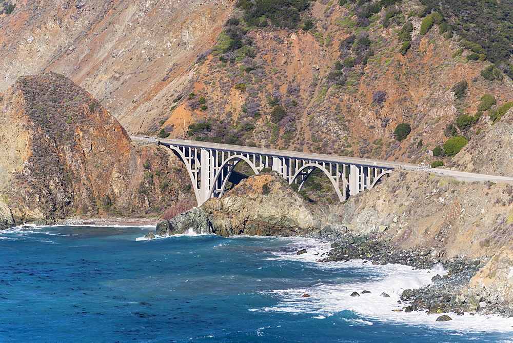 Big Creek Bridge From California Route 1 On The Big Sur Coast, Big Sur, California, United States Of America