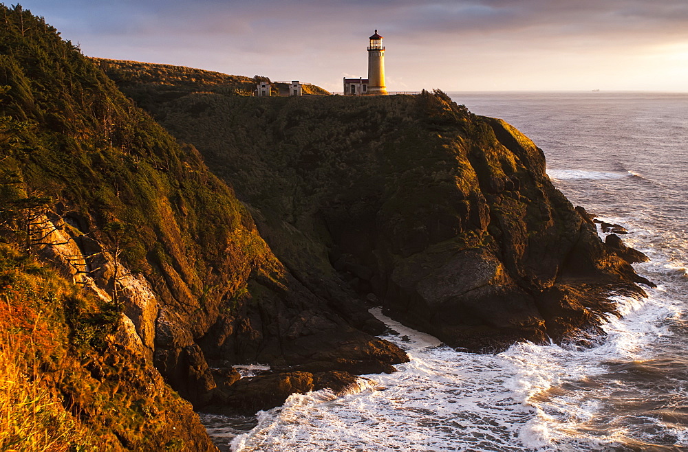 Evening Light Warms North Head Lighthouse, Ilwaco, Washington, United States Of America