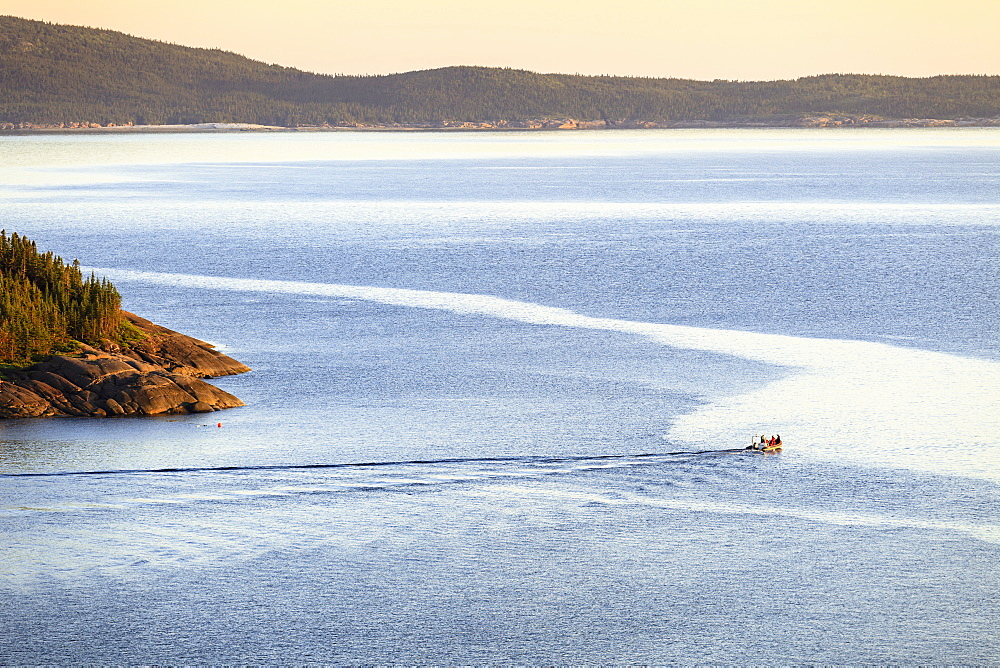 Boat At Pointe Sud, Grande Basque Island, Sept-Iles, Cote-Nord, Duplessis Region, Quebec, Canada